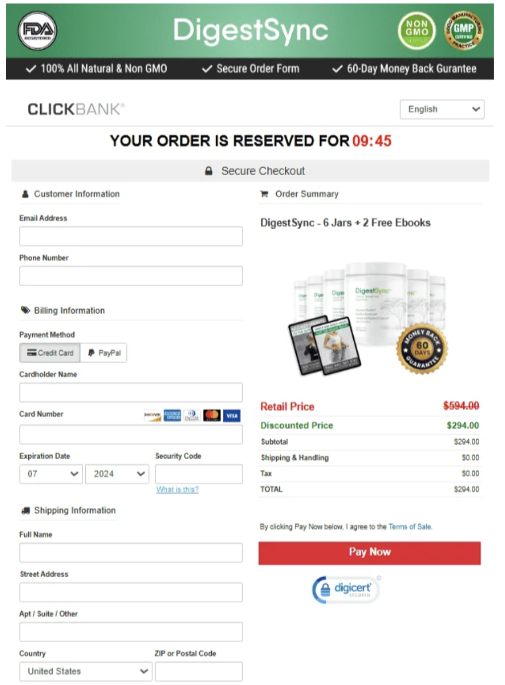 Digestsync Official Website Secure Order Page